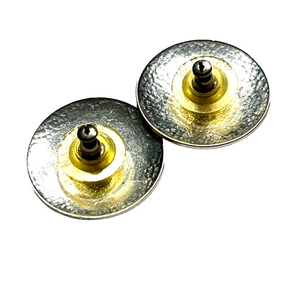 Vintage Napier Pierced Earrings Silver Discs Ornate Engraved Swirls Rounds 80's - Picture 4 of 6